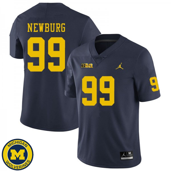 Men Michigan Wolverines #99 Gabe Newburg Navy Player Jersey